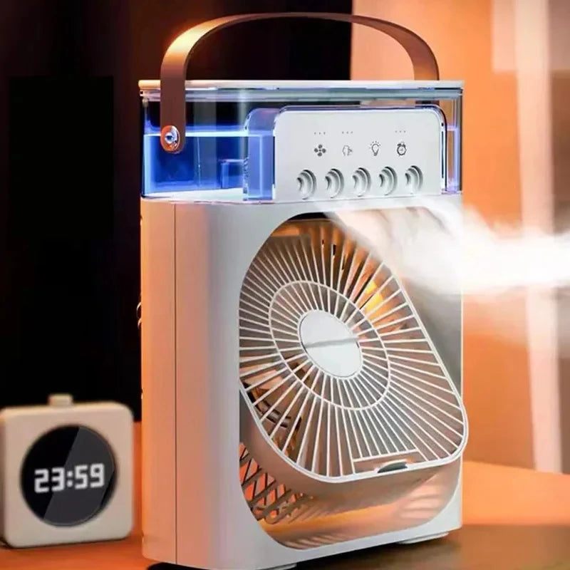 USB Electric Fan Air Conditioners Portable Cooling Fan LED Night Light Water Mist Fun 3 In 1 Air Humidifier For your Home